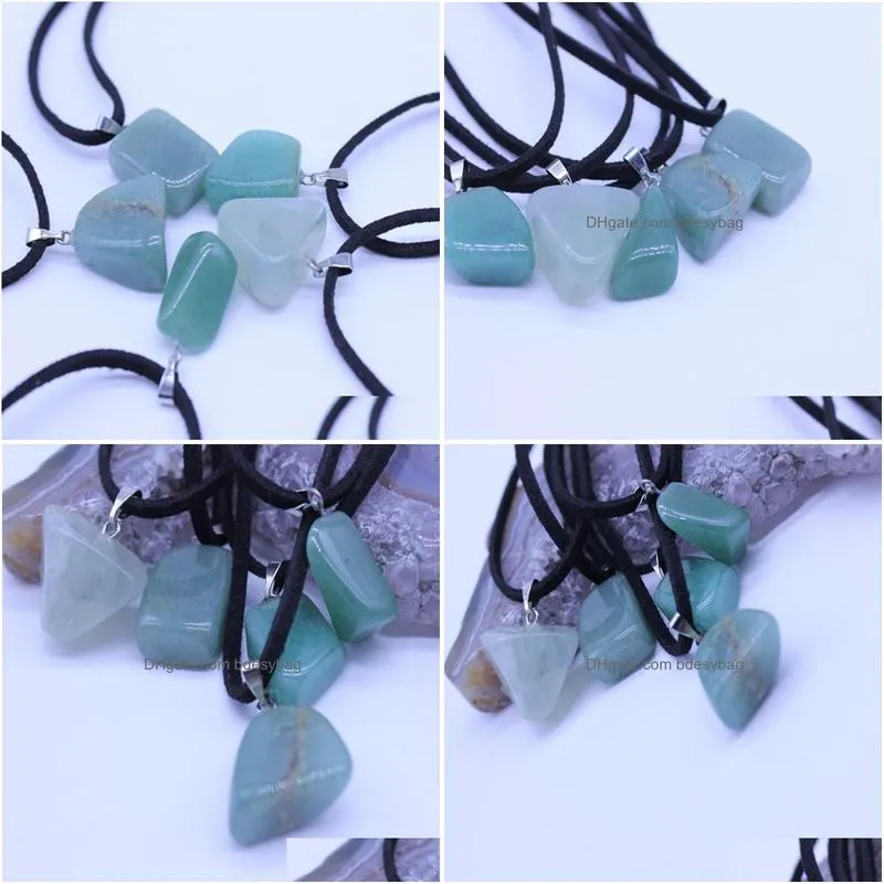 Irregular Natural Original Energy Stone Pendant Necklaces For Women Men Party Jewelry With Rope Chain