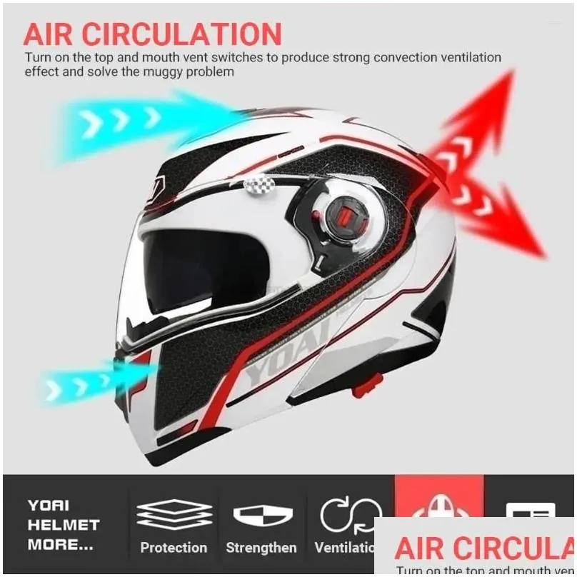 motorcycle helmets yoai double lens helmet with bluetooth full face certified summer men modular