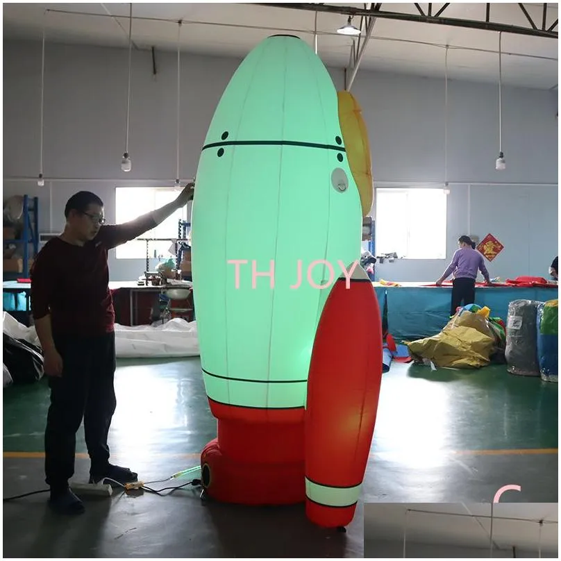 free door delivery outdoor activities 2.5m high exhibition advertising decoration model inflatable space shuttle rocket balloon with led