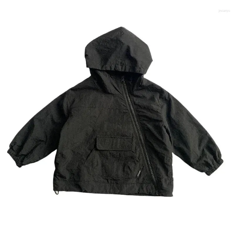 jackets children autumn coat 2024 korean style cool fashionable boy dark black hat warm top baby comfortable clothes