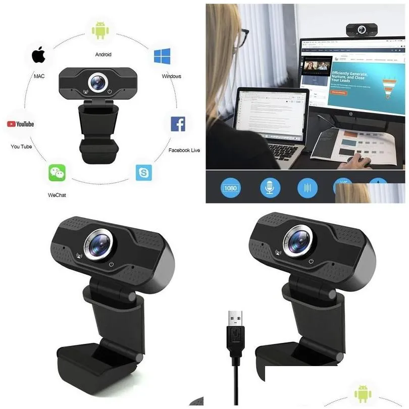 webcams fl hd 1080p webcam pc web camera with microphone x5 usb for calling live broadcast video conference drop delivery computers ne