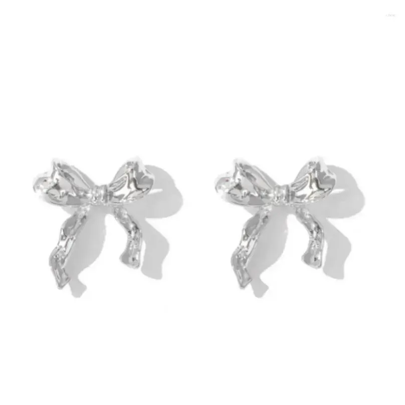 stud earrings pendientes ribbon bow alloy balletcore simple korean style jewelry accessories piercing ear party