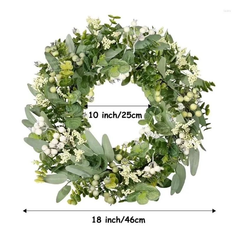 decorative flowers green eucalyptuses wreath realistic artificial spring summer with berries for front drop