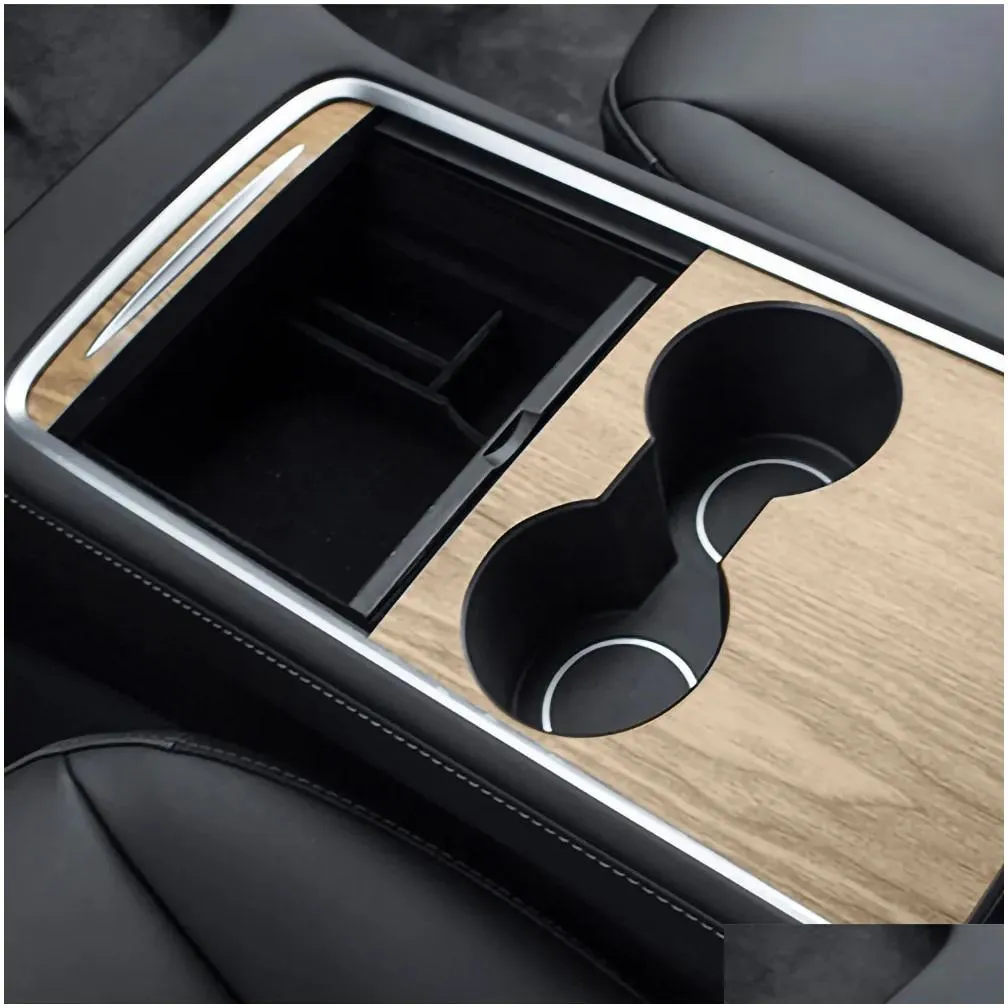 Other Interior Accessories New Car Central Control Panel Sticker Trim For Tesla Model 3 Y 2021 2022 Interior Wood Grain Center Console Dhbdj