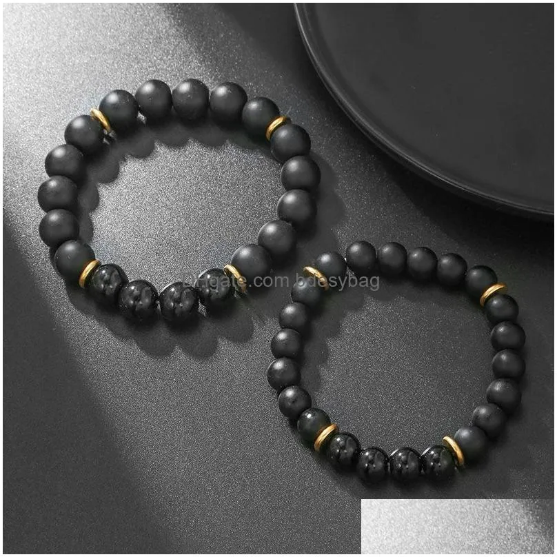 Beaded 8Mm 10Mm Natural Stone Handmade Beaded Strands Charm Bracelets Yoga Elastic Bangle Jewelry For Women Men Drop Delivery Jewelry Dhlow