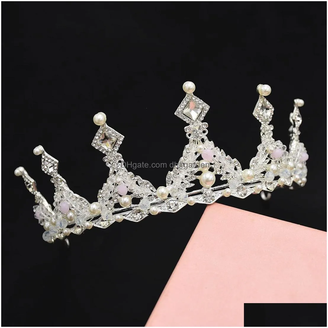 Fashionable bride tiara headdress Korean edition ablaze water gets married popular handwork alloy crown hair hoop Jewelry Gift