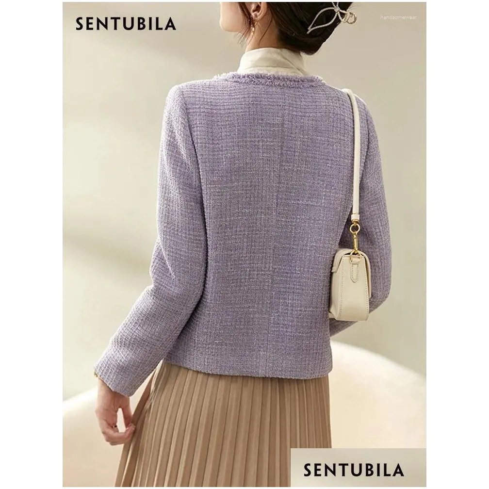 Women`S Jackets Womens Jackets Sentubila Purple Textured T Women 2023 Work Business Open Front Autumn Winter Elegant Blazer Coats Outw Dhugb