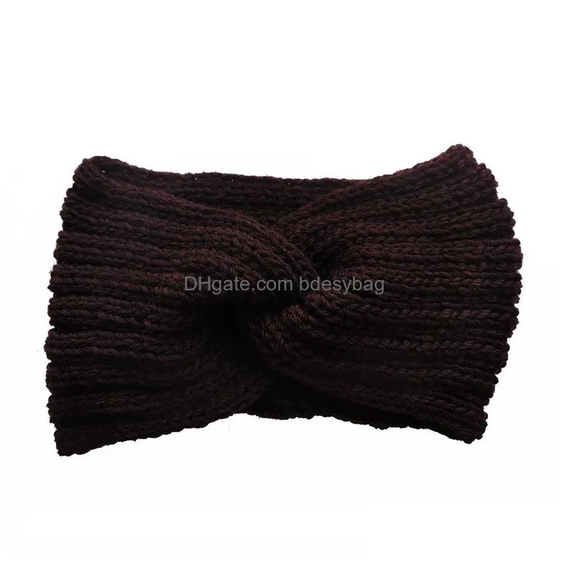 Autumn Winter Knitted Headbands For Women Girl Crochet Stretch Hairbands Headwrap Hair Accessories Lady Headwear