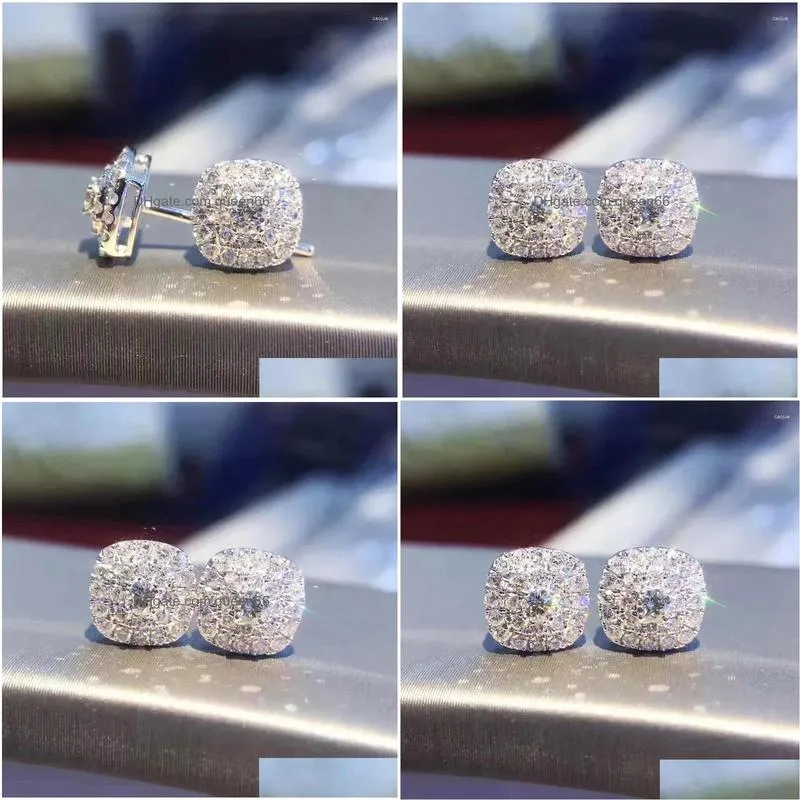 Stud Earrings New Dazzling For Women Micro Paved Crystal Cubic Zirconia Delicate Bride Wedding Earring Fashion Luxury Jewelry Drop De Dhhju