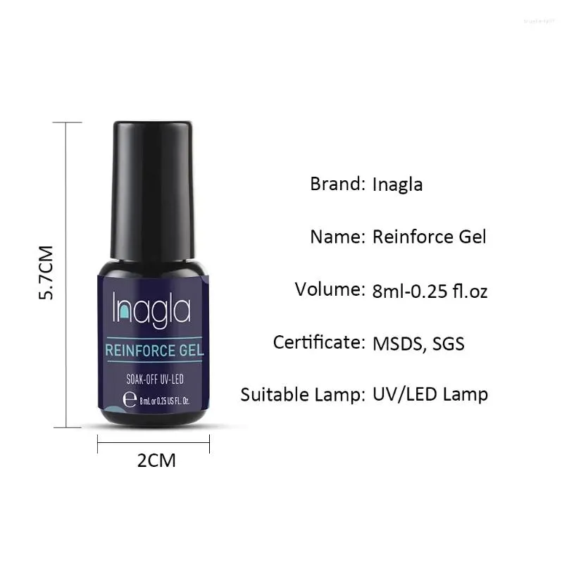 nail gel inagla 8ml reinforcement base top coat uv polish protect strengthen led clear reinforce