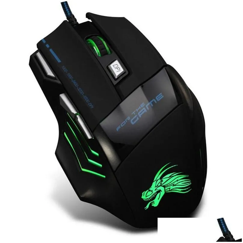 professional 5500 dpi gaming mouse 7 buttons led optical usb wired mice for pro gamer computer x3 mouse dhl free