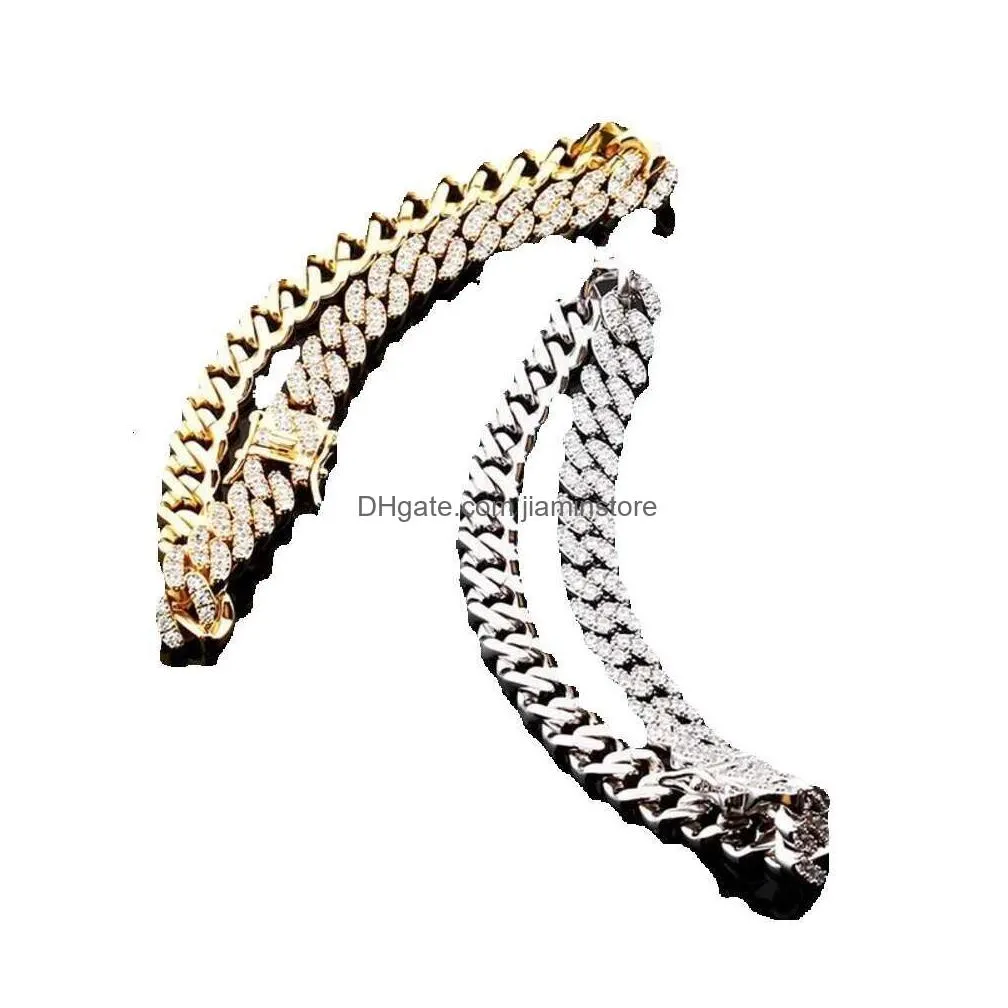 Anklets Designer Jewelry Iced Out Chains Men Women Anklets Hip Hop Bling Diamond Ankle Bracelets Gold Sier Cuban Link Fashion Accesso Dhaeg