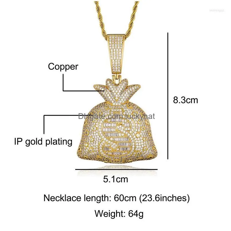 Chains Hip Hop Rap Gold Color Us Dollar Money Bag Pendant Necklace Chain Accessories Hiphop For Women/Men Bling Jewelry Drop Delivery Dh7Wd