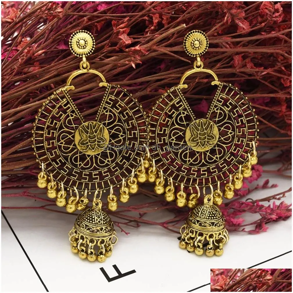 Bollywood Oxidized Silver Gold Traditional Jhumka Jhumki indian Big Long Tassel Earrings For Women Wedding Afghan Tribal jewelry