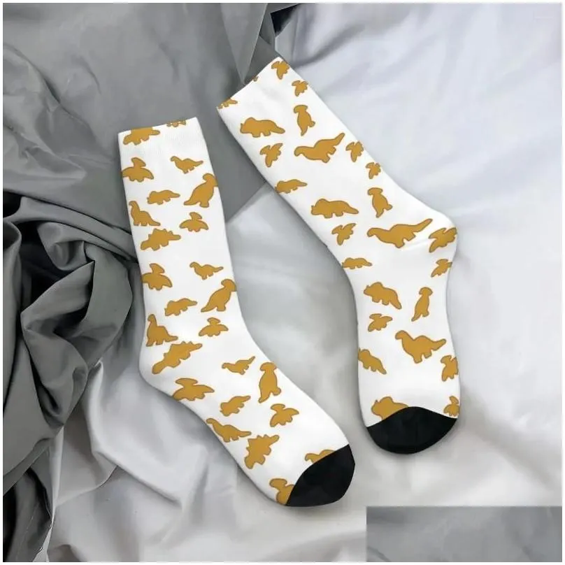 men`s socks all seasons crew stockings dino chicken nuggets harajuku hip hop long accessories for men women birthday present