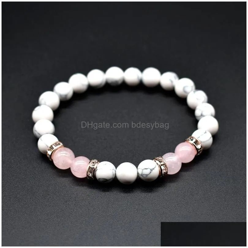 8mm Natural Stone Handmade Beaded Strands Charm Bracelets For Women Men Lover Party Club Decor Yoga Outdoor Jewelry