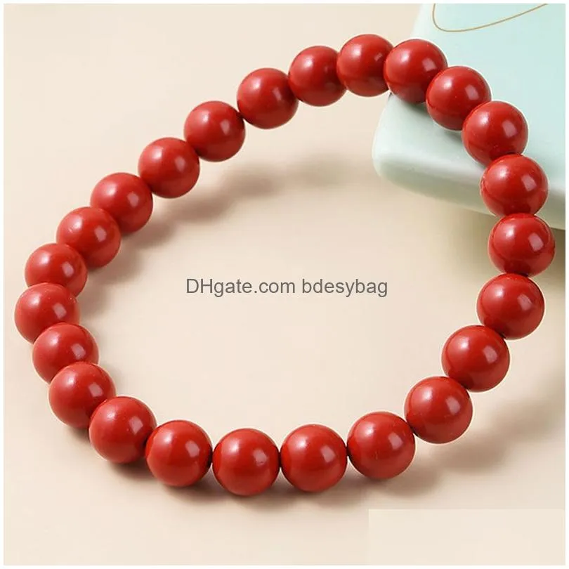 Unisex Natural Stone Red Color Strands Beaded Charm Bracelets For Wome Men Lover Birthday Handmade Elastic Jewelry