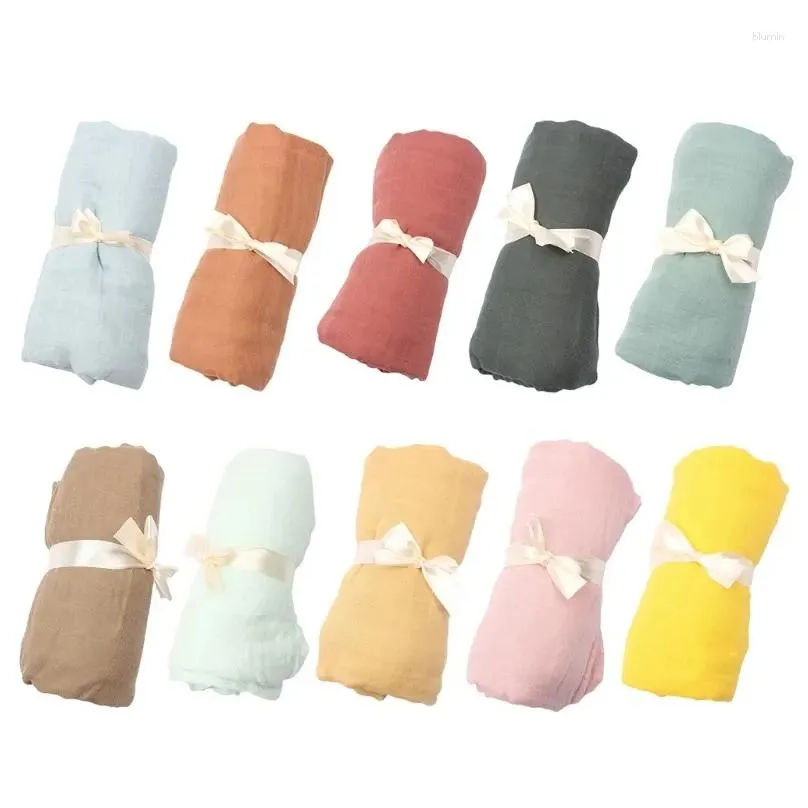 blankets 120x120cm baby muslin bamboo fiber receiving blanket infants swaddling wrap 2 layers gauze sleepsack towel solid color