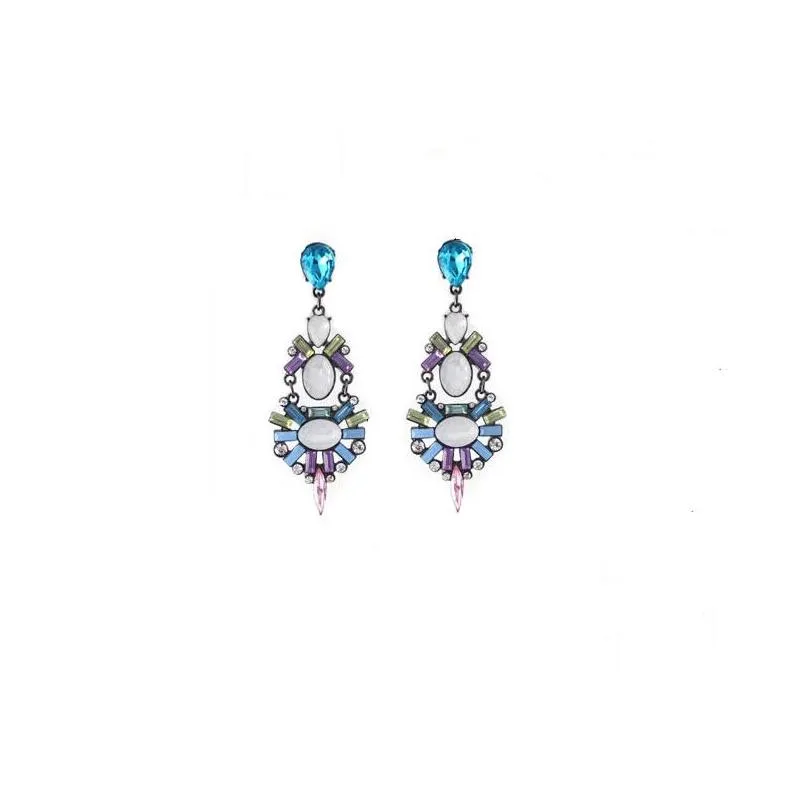 Crystal Rhinestone Flower Shourouk Earring idealway Fashion European Style Gun Black Alloy