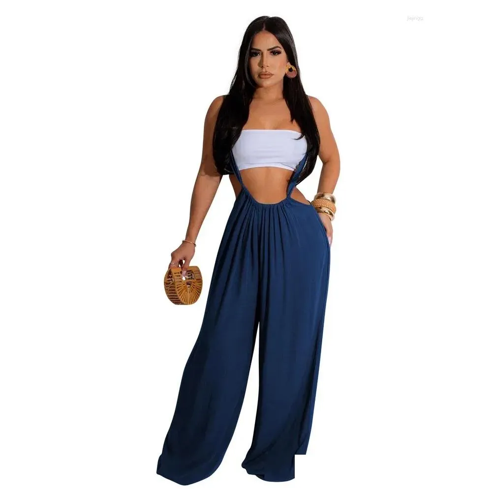 women`s pants fashion lounge 2 piece overalls outfits autumn clothes for women backless crop tube top ruched floor length rompers loose