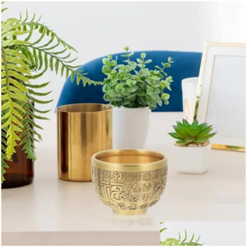 bowls brass ornaments home decor treasure basin dining table wealth bowl gold tabletop decoration office