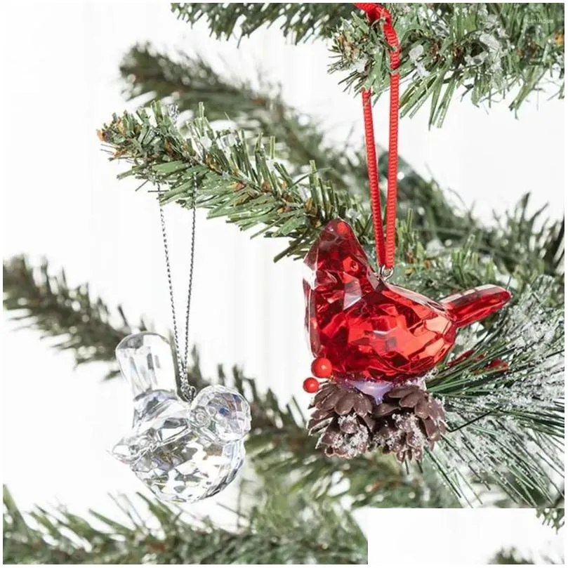 christmas decorations acrylic bird pendant sparkling tree ornament pinecone ornaments fine texture decor