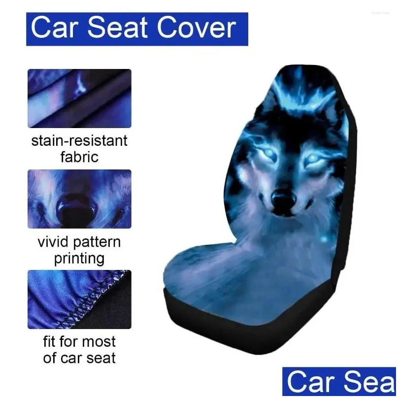 car seat covers 5 seats cover cushion protector chair universal 3d animal wolf printing