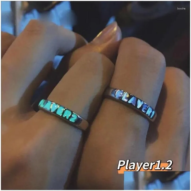 cluster rings luminous couple glowing in the dark player1 player2 matching ring for girlfriend boyfriend valentine day gift drop