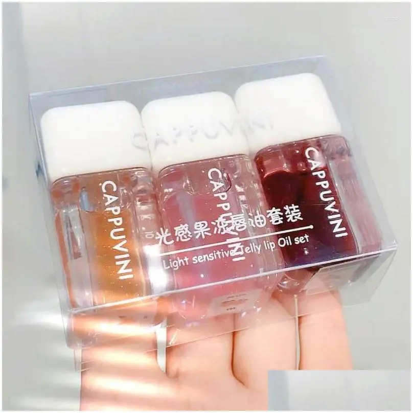 lip gloss transparent oil glass non-sticky moisturizes tint plumper care serum primer big brush head