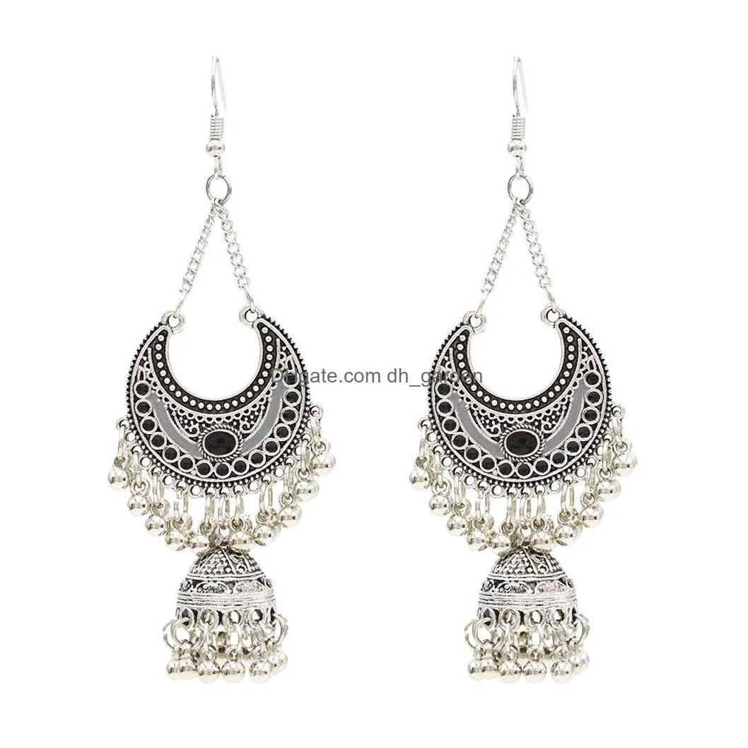 Fashion 6 Colors Vintage Silver Tassel Drop Dangle Earrings For Women Jewelry Gift