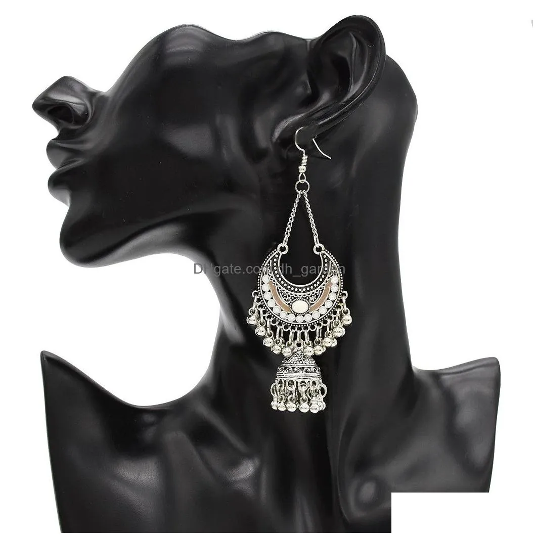 Fashion 6 Colors Vintage Silver Tassel Drop Dangle Earrings For Women Jewelry Gift