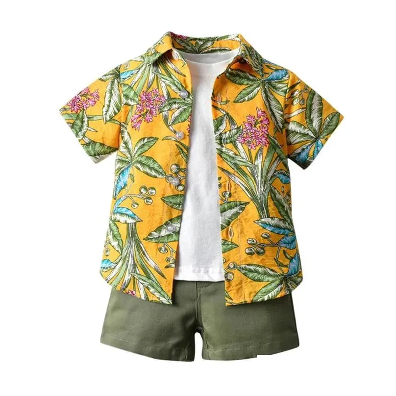 clothing sets baby boy clothes 0-5 years old summer short-sleeved shorts suit printed shirt casual two-piece suitclothing