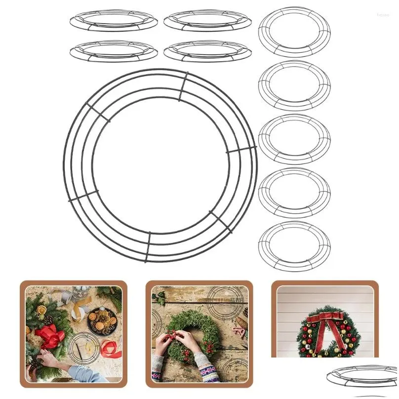 decorative flowers 10 pcs decor garland hoop diy iron wreath support floral frame round shaped rack metal