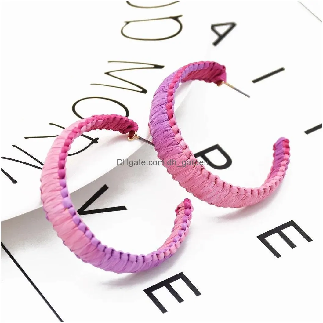 Hand-Knitted Rattan Round Ear Hanging Simple Jewelry for Woman Jewellry