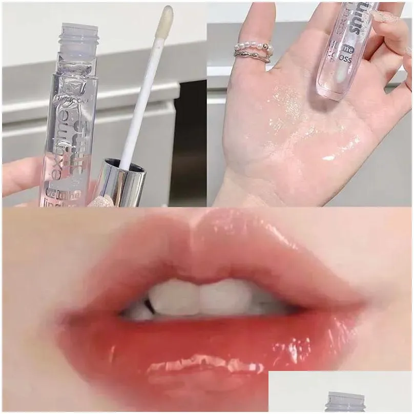 lip gloss 2pcs girls transparent jelly liquid glaze dudu girl shiny lipstick waterproof lasting moisturizing