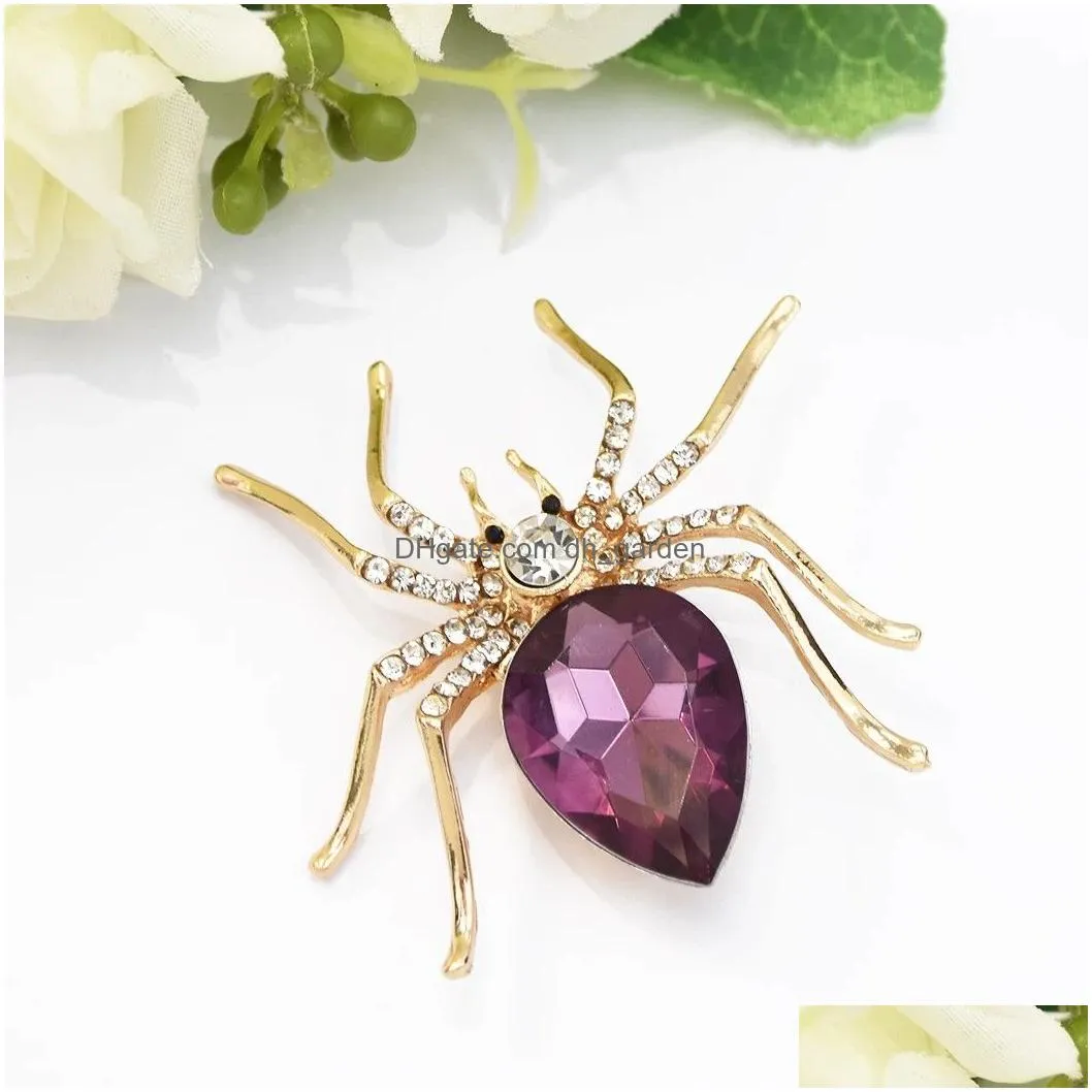 Women Crystal Rhinestone Animal Insect Spider Brooch Pin Birthday Wedding Gift