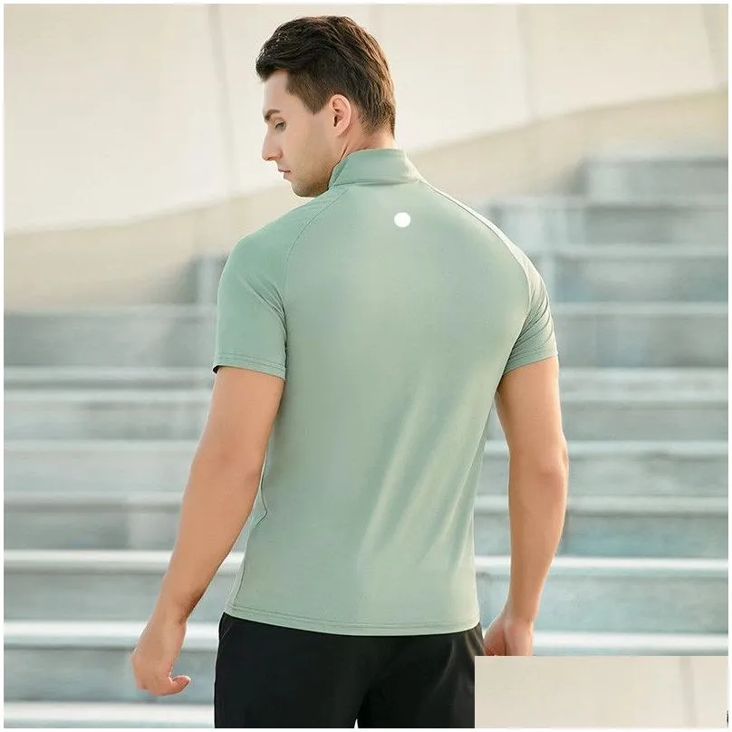 lu outdoor men`s sport polo shirt mens quick dry sweat-wicking short top men wrokout short sleeve dt-23201