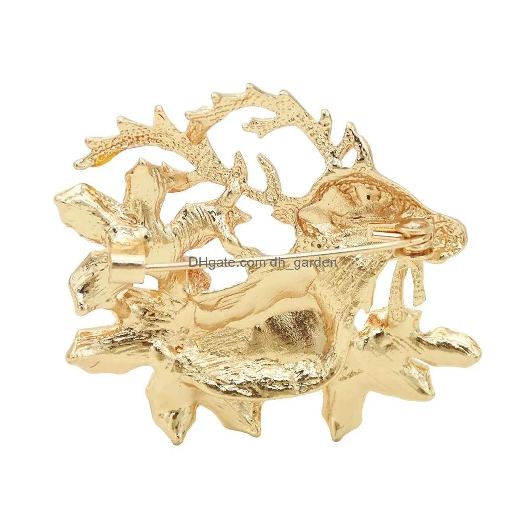 Golden Rhinestone Christmas Deer Female Angel Brooch Christmas Accessories Brooch