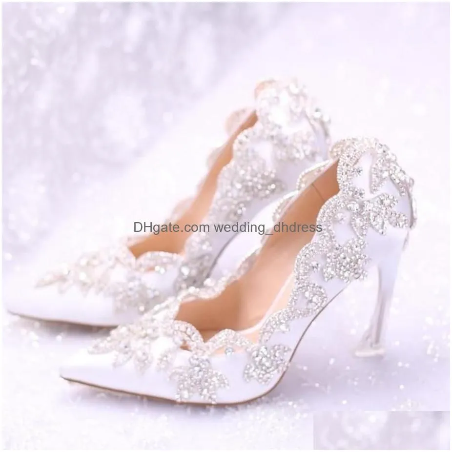 2020 beaded fashion luxury women shoes high heels bridal wedding shoes ladies women shoes party prom 9cm256e