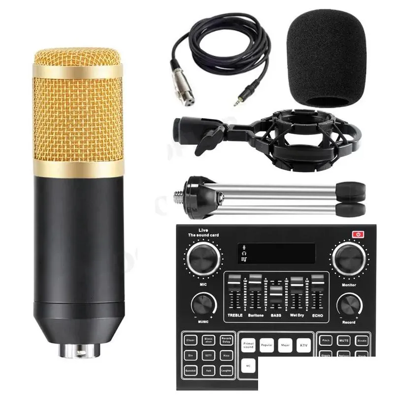 microphones condenser microphone bm800 mixer kit with v9 sound card audio podcaster external streamer live broadcast for pc phone computer
