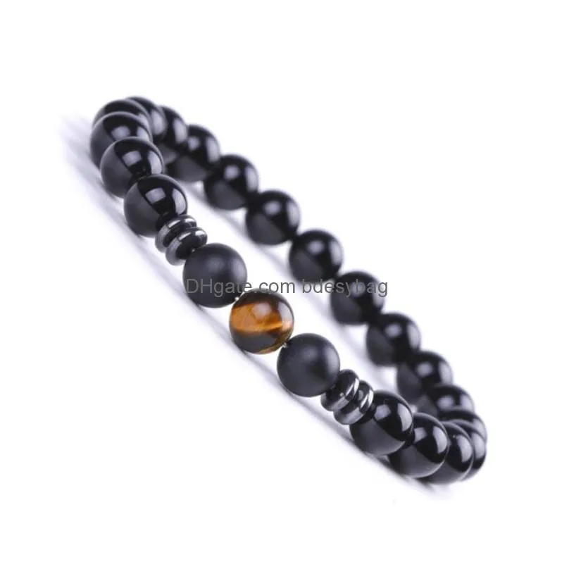 8mm Natural Stone Handmade Beaded Strands Charm Bracelets Elastic Jewelry For Women Men Party Club Decor Yoga