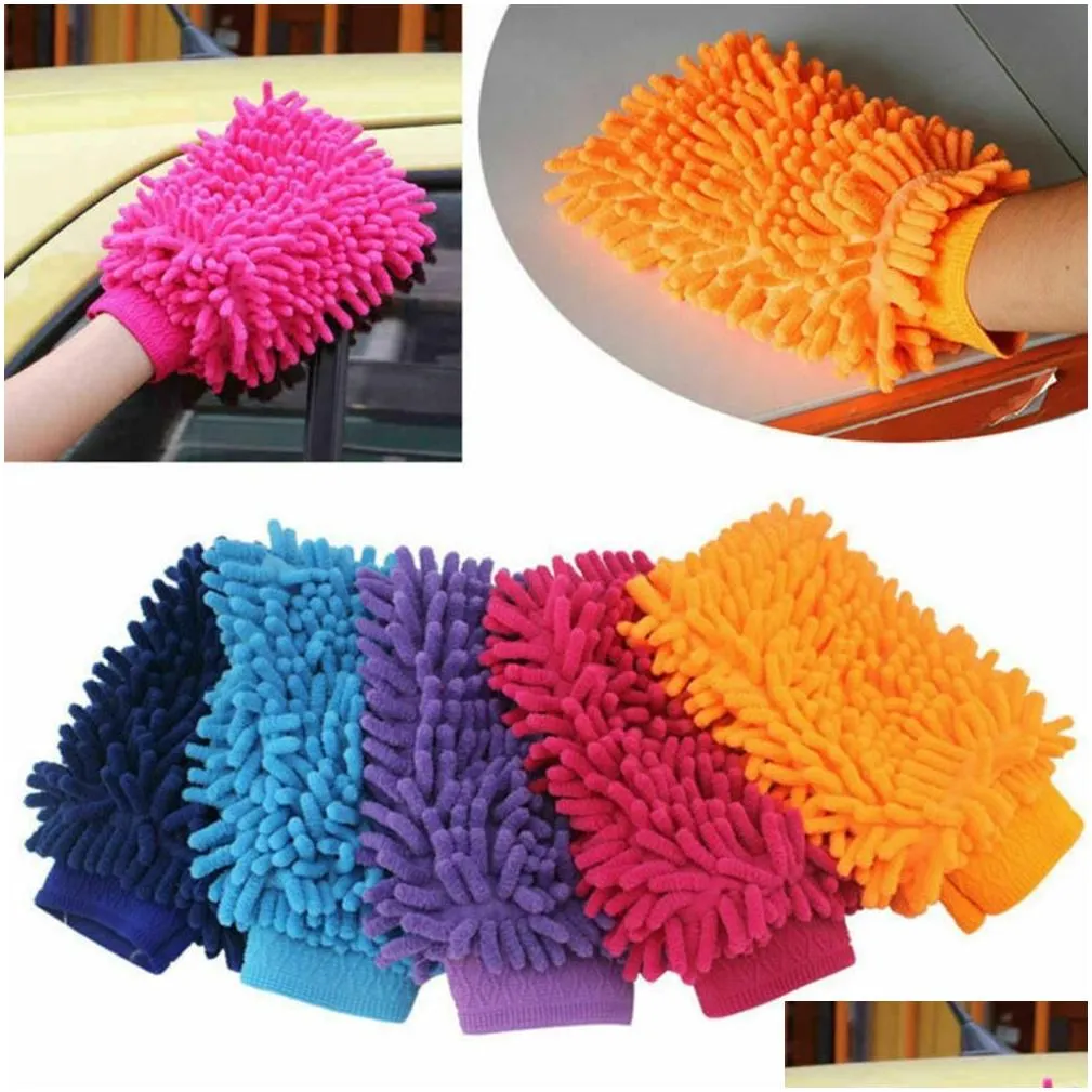 Car Sponge Car Microfibre Wash Sponge Cleaning Drying Gloves Trafine Fiber Chenille Microfiber Window Washing Tool Home Drop Delivery Dhvpr