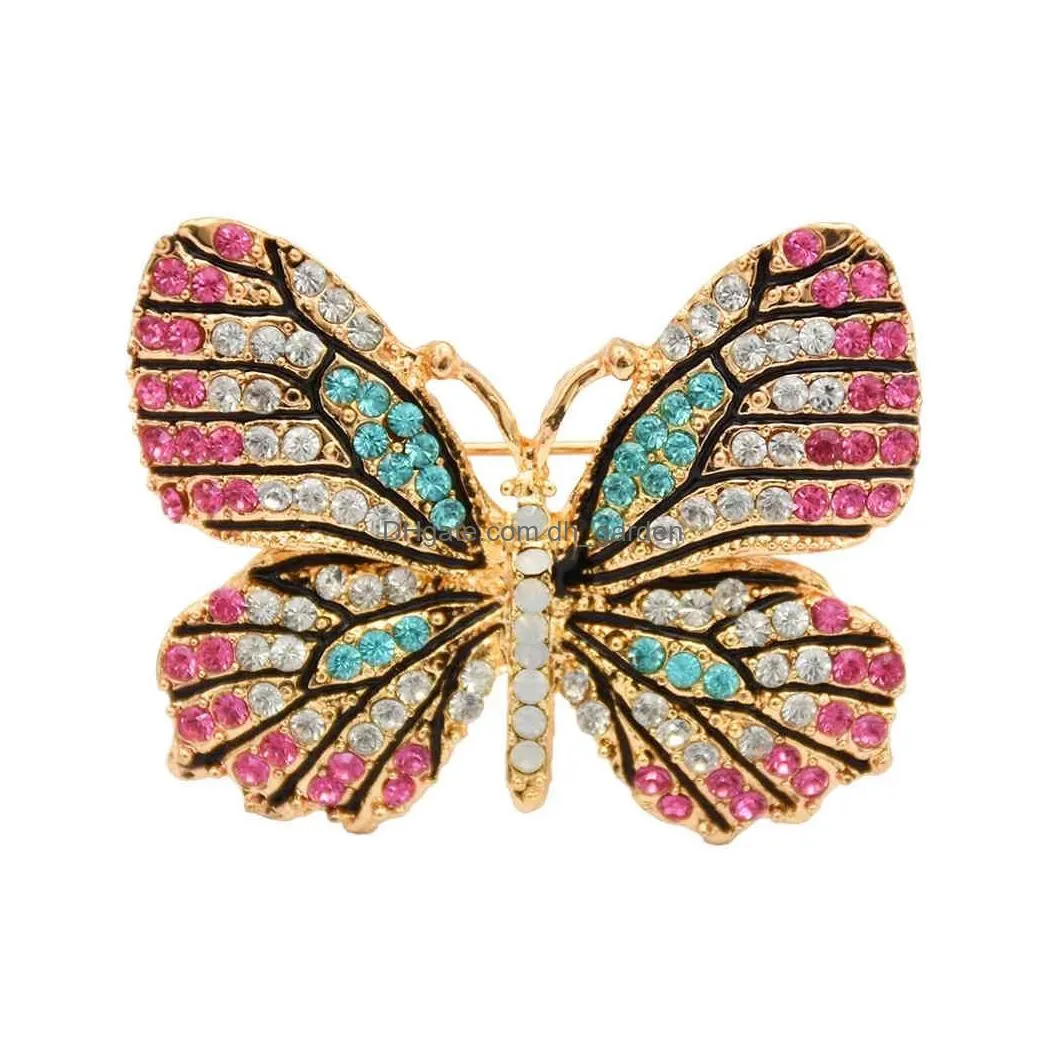 Cute Butterfly Brooches For Women Rhinestone Crystal Dress Accessories Gift Brooches