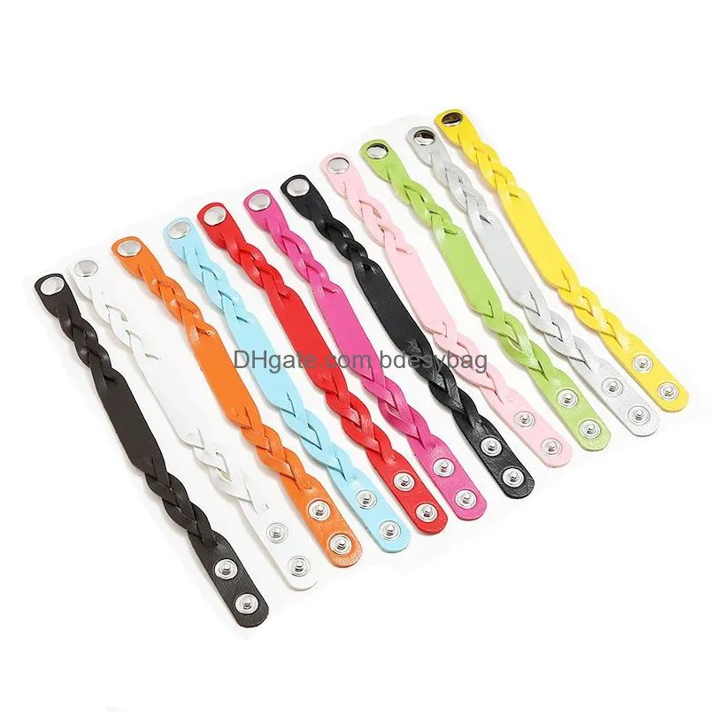 Handmade Candy Color PU Leather Braided Charm Bracelets For Women Girl Adjustable Simple Decor Fashion Jewelry