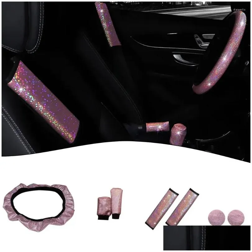 steering wheel covers handbrake cover pink shoulder pads universal 37-38cm easy to store four seasons