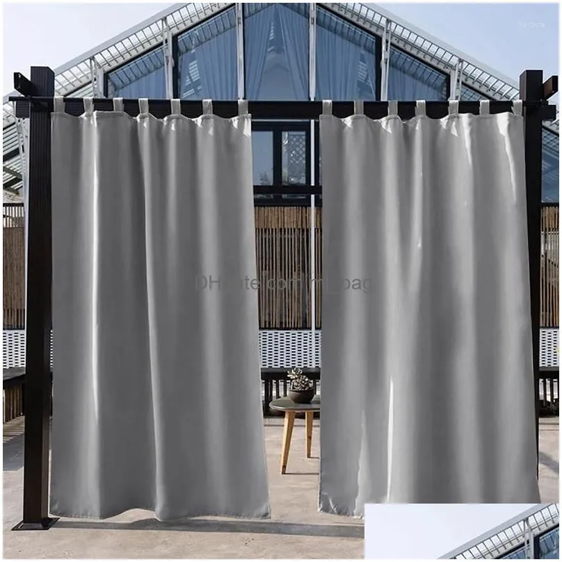 Curtain Outdoor Blackout Curtains Panel Waterproof Window Sun Blocking Thicken Patio Tap Top Drapes For Garden Gazebo Porch