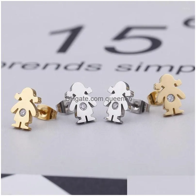 Stud Earrings Fashion Jewelry Simple Glossy Little Girl Drop Delivery Dhjls