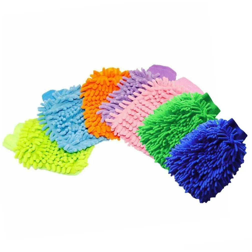 Car Sponge Car Microfibre Wash Sponge Cleaning Drying Gloves Trafine Fiber Chenille Microfiber Window Washing Tool Home Drop Delivery Dhvpr