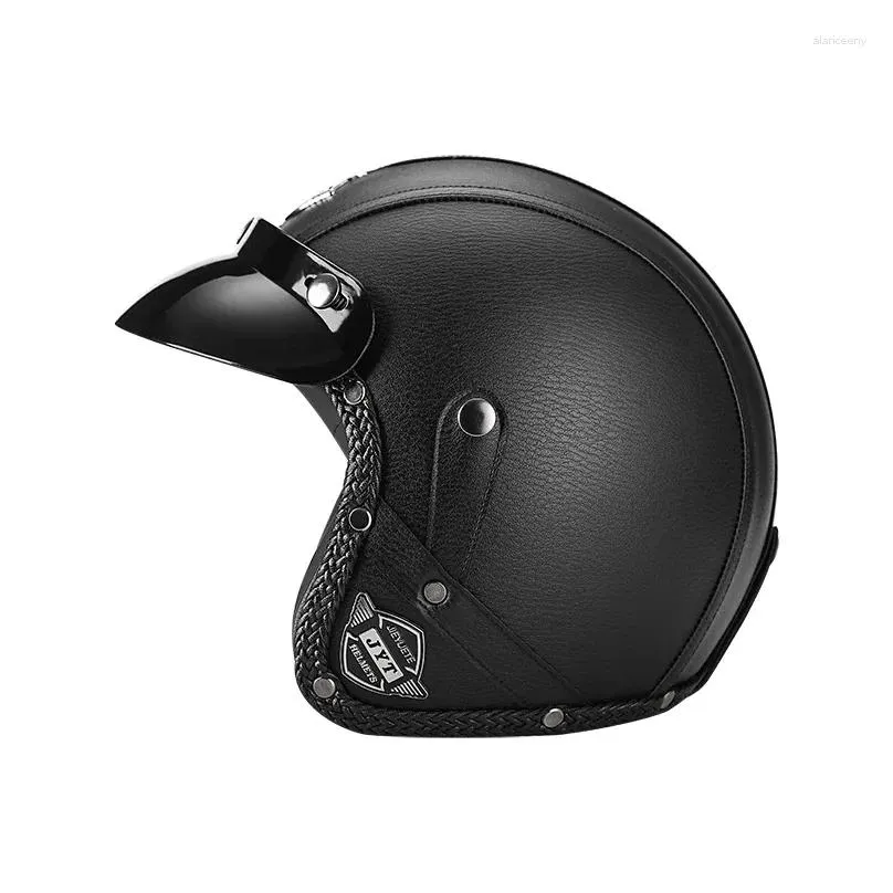 motorcycle helmets vintage leather helmet retro open face chopper casco moto vespa motorbike casque capacete de masculino dot