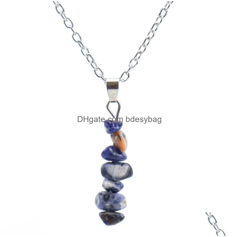 Irregular Natural Crystal Stone Pendant Necklaces With Silver Plated Chain For Women Men Party Decor Jewelry
